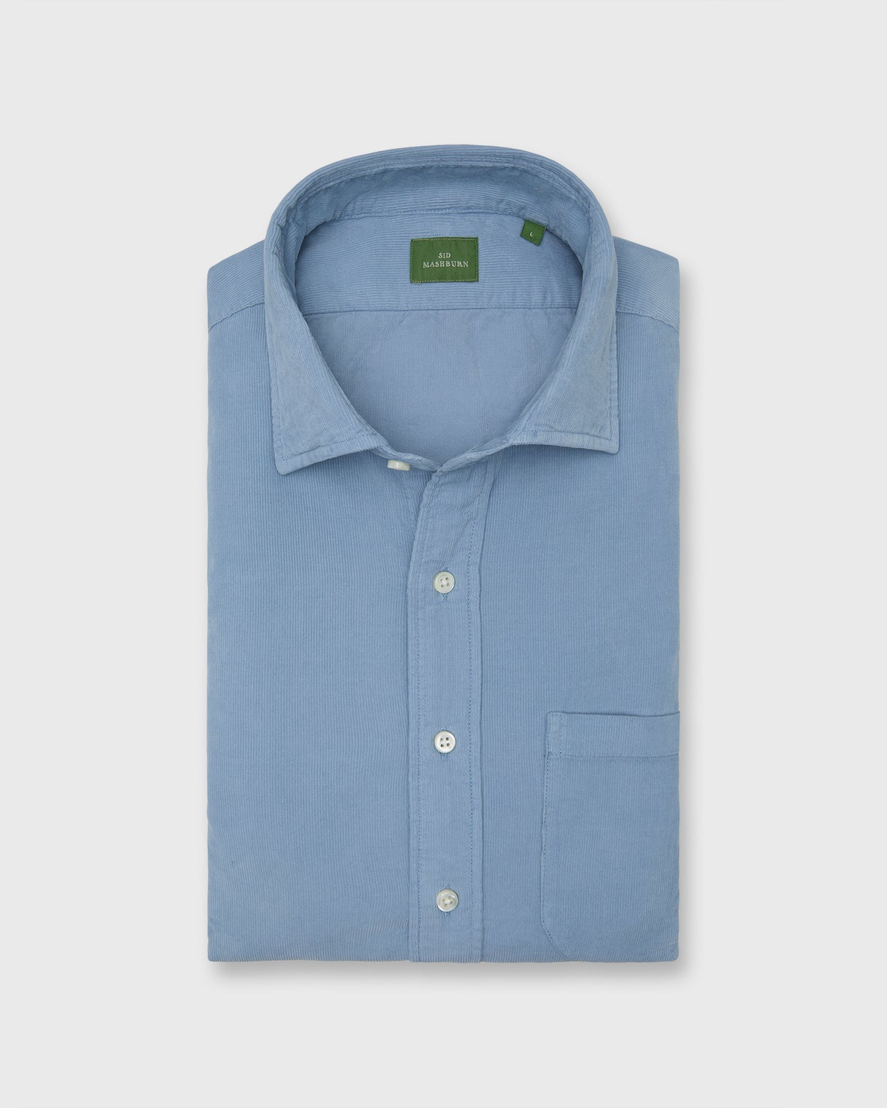 Spread Collar Sport Shirt in Glacier Corduroy