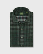 Load image into Gallery viewer, Spread Collar Sport Shirt in Forest/Charcoal/Bone Plaid Corduroy
