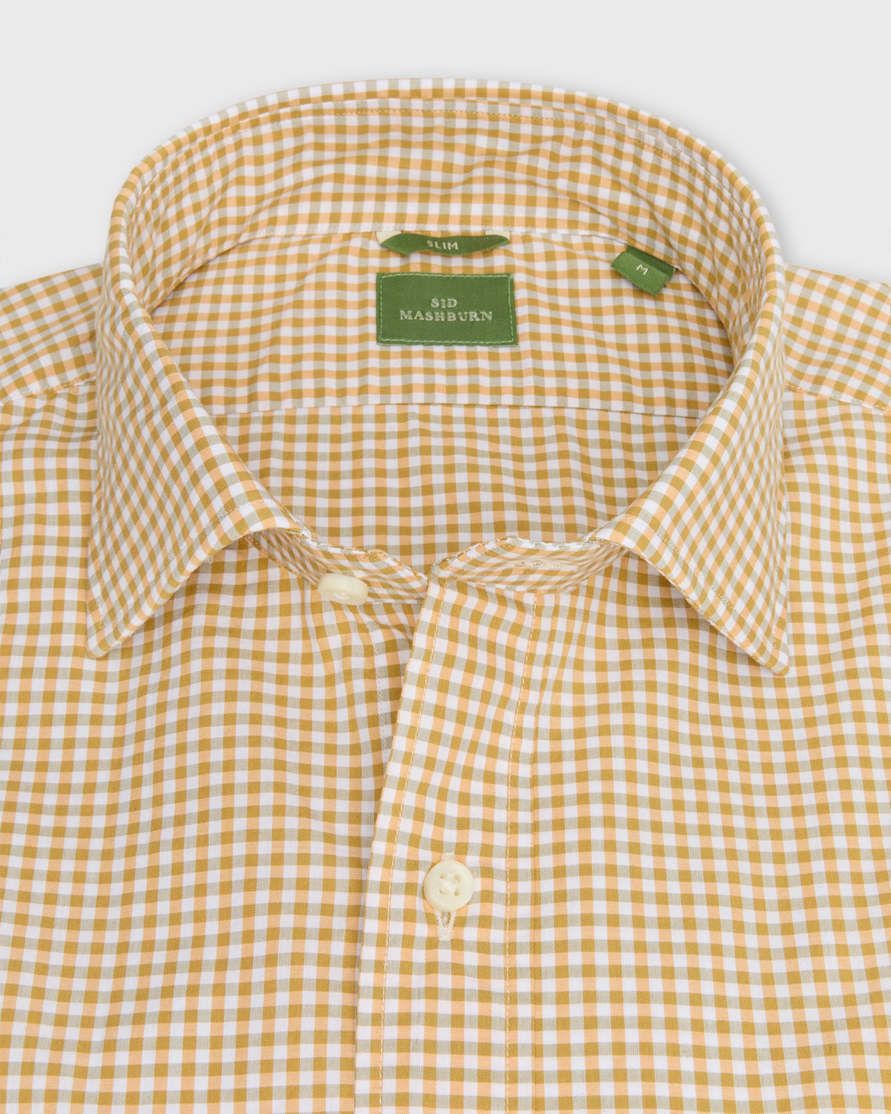 Slim-Fit Spread Collar Sport Shirt in Maize Small Gingham Poplin