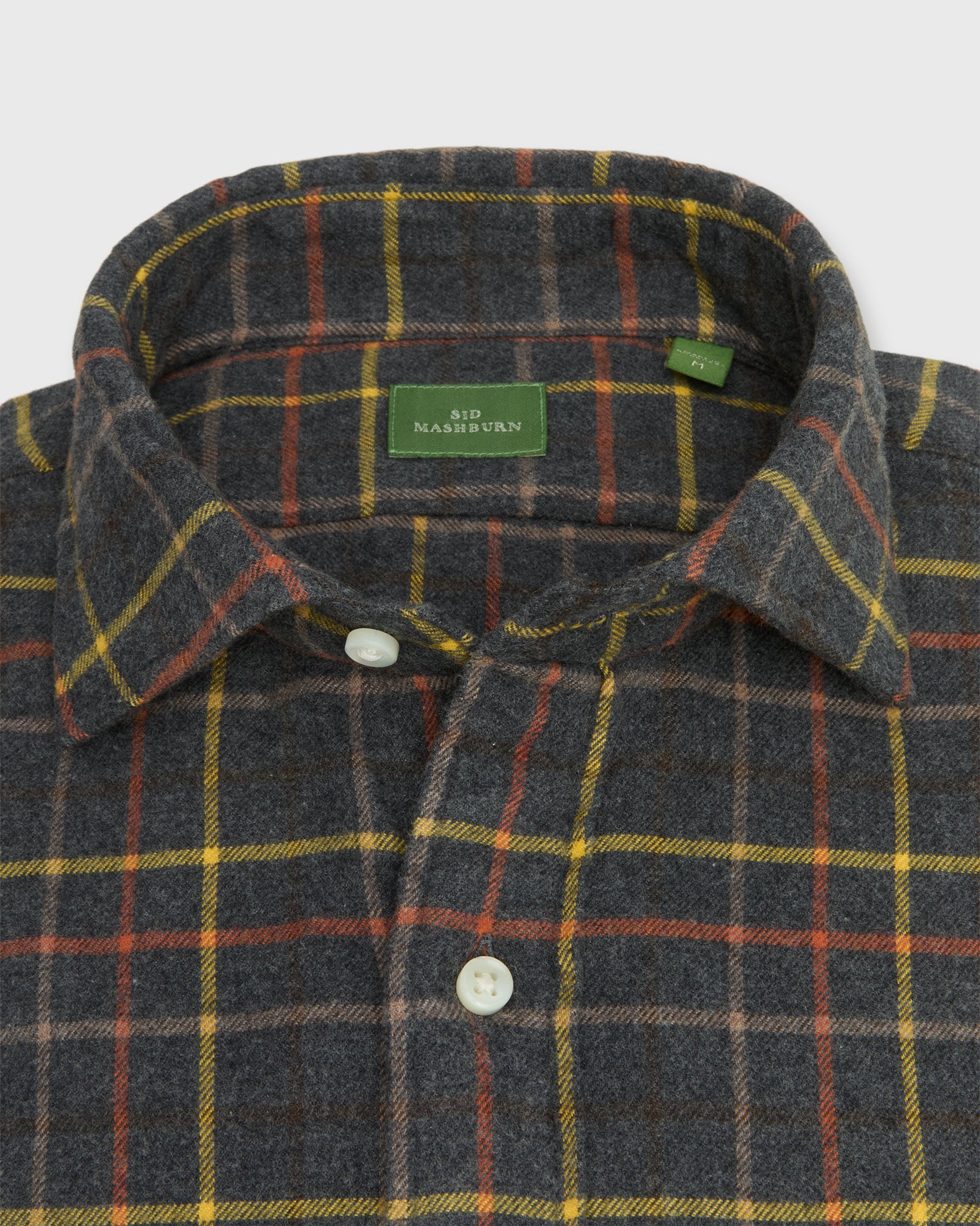 Spread Collar Sport Shirt in Graphite/Maize/Maple Tattersall Flannel