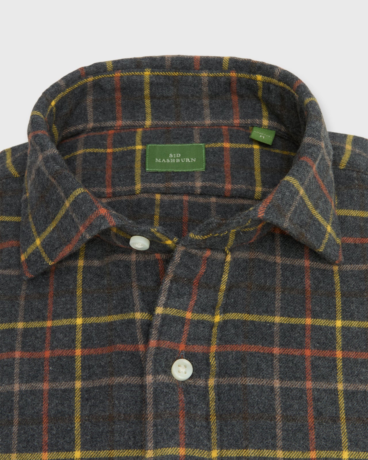 Spread Collar Sport Shirt in Graphite/Maize/Maple Tattersall Flannel