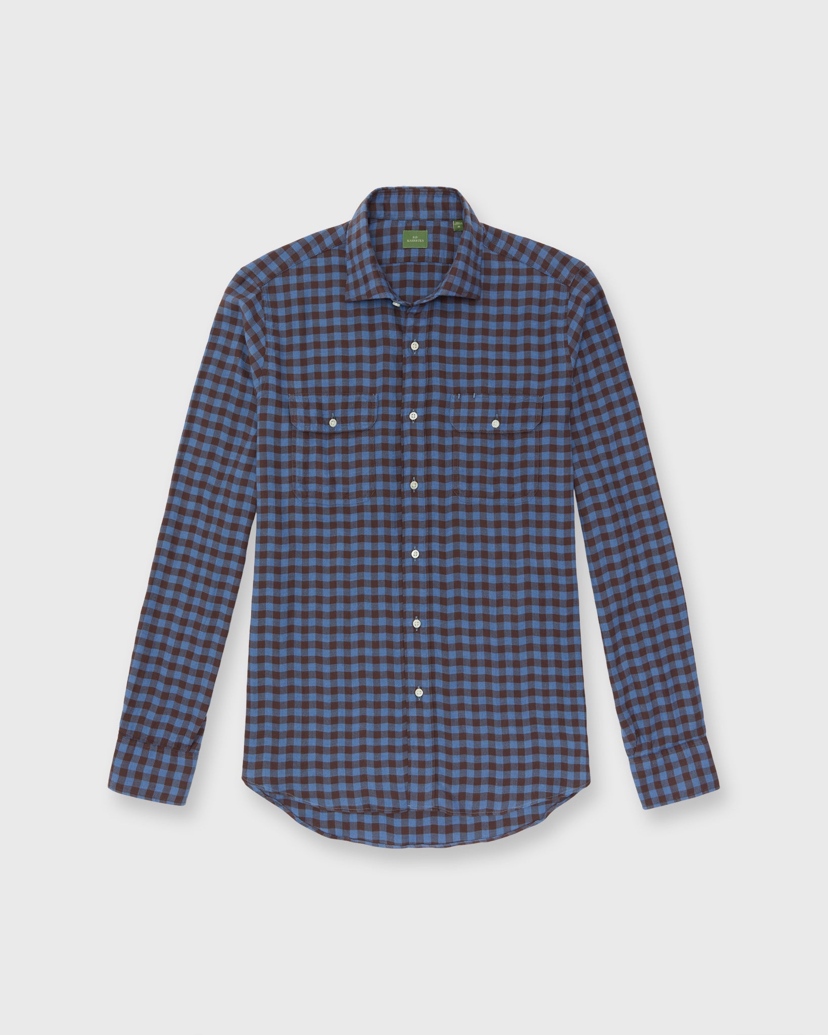 Work Shirt in Lapis/Brown Gingham Flannel