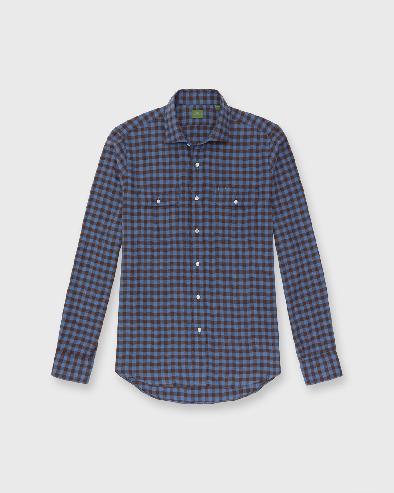Work Shirt in Lapis/Brown Gingham Flannel