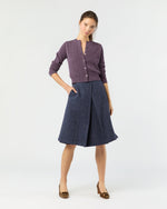 Load image into Gallery viewer, Rosie Cable Cardigan in Heather Eggplant Cashmere
