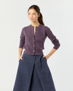 Load image into Gallery viewer, Rosie Cable Cardigan in Heather Eggplant Cashmere
