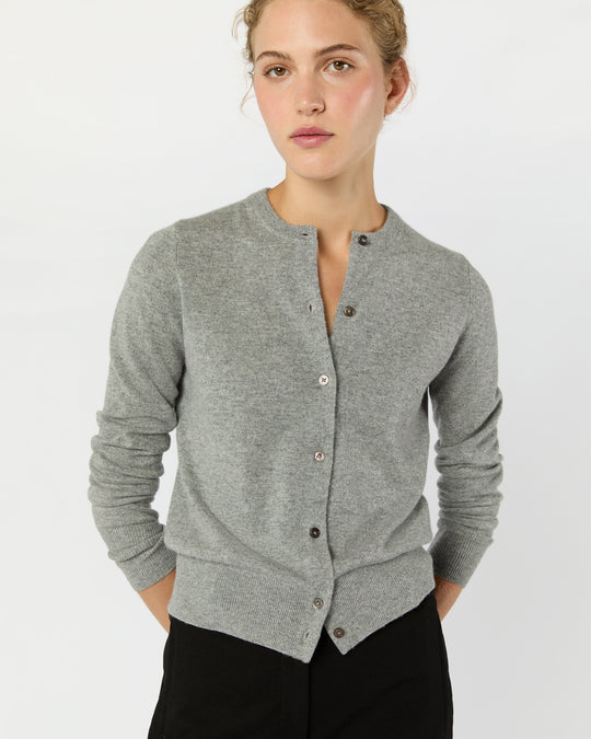 Rosie Cardigan in Mid Heather Grey Cashmere