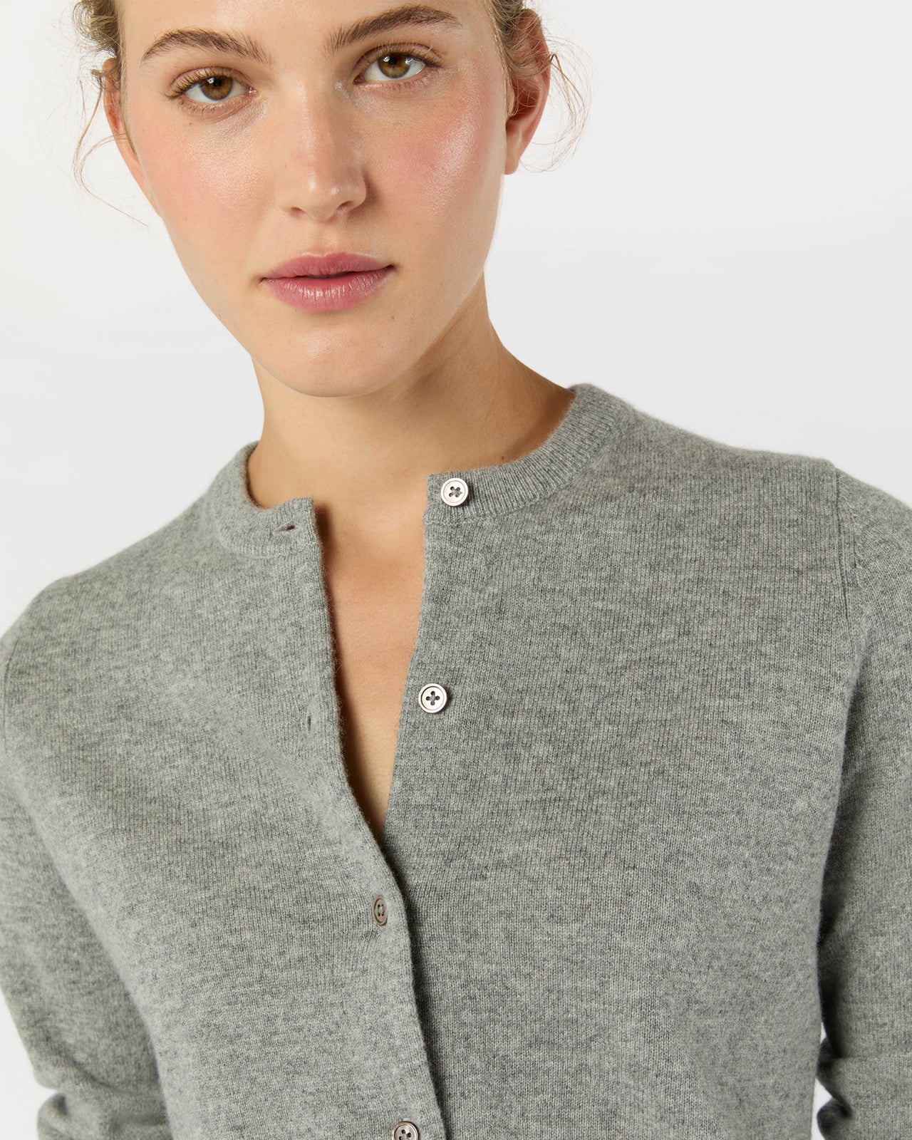 Rosie Cardigan in Mid Heather Grey Cashmere