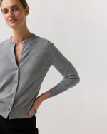 Load image into Gallery viewer, Rosie Cardigan in Mid Heather Grey Cashmere
