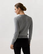 Load image into Gallery viewer, Rosie Cardigan in Mid Heather Grey Cashmere
