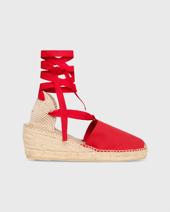 Pia High Espadrille in Red Canvas