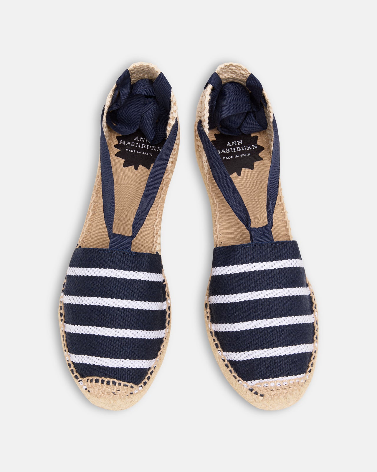 Pia High Espadrille in Navy/White Stripe Canvas