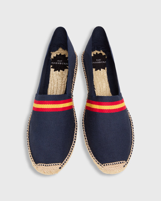 Classic Espadrille in Navy/Red/Gold Stripe