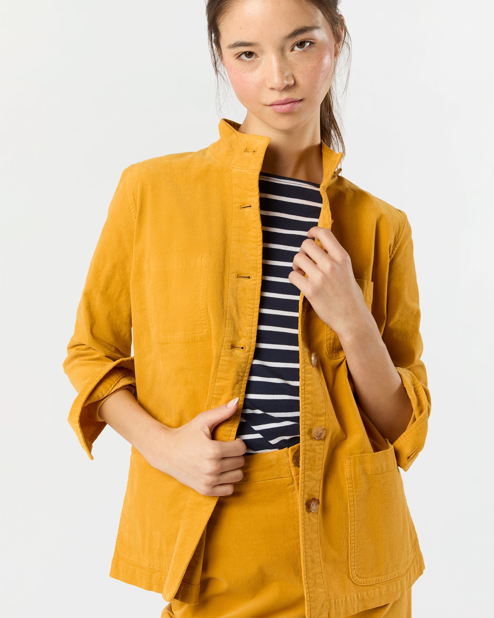 Chore Jacket in Gold Stretch Baby Cord