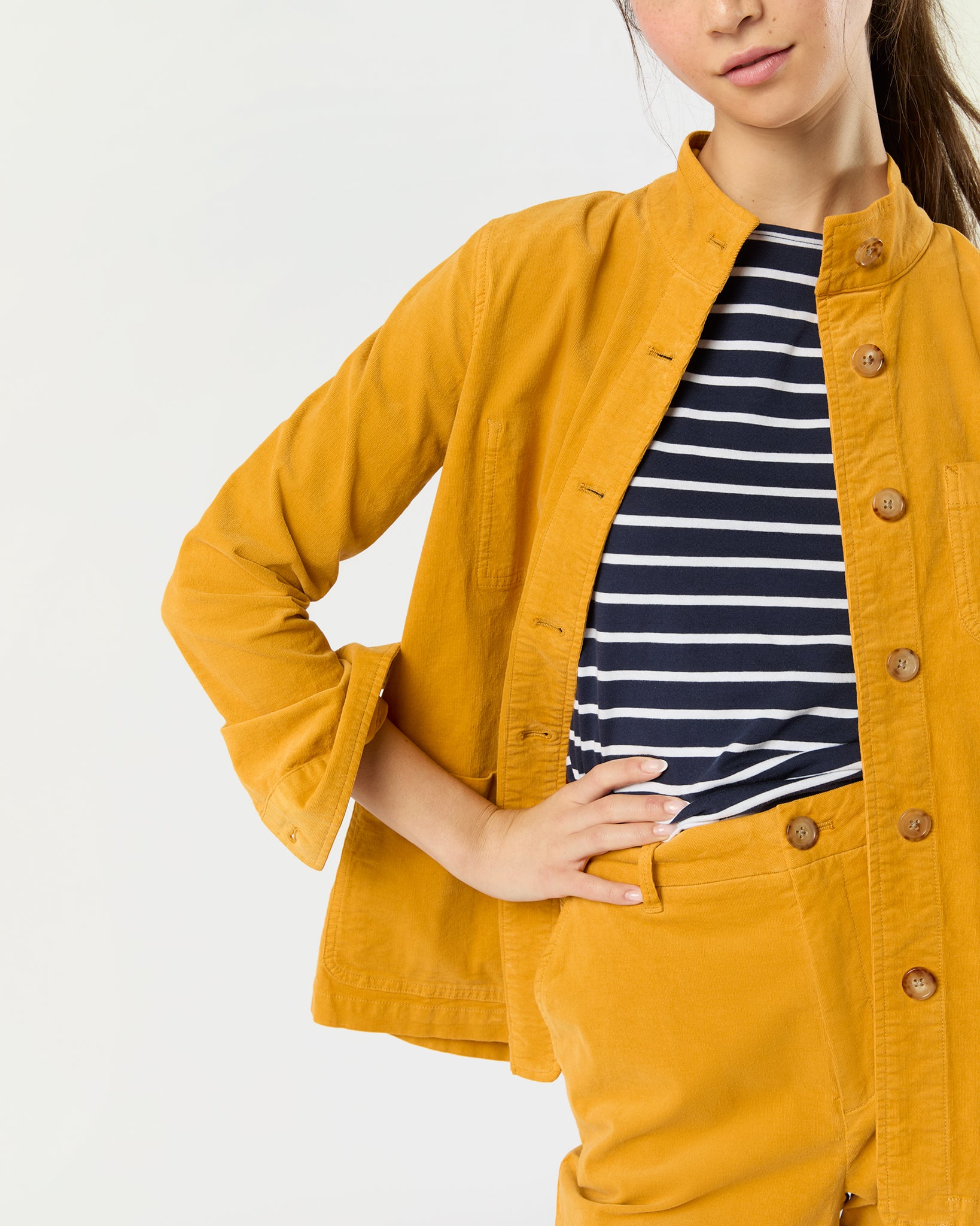 Chore Jacket in Gold Stretch Baby Cord