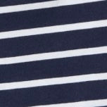 Long-Sleeved Boatneck Tee in Navy/White Stripe Pima Cotton