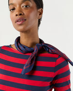 Load image into Gallery viewer, Medium Hand-Rolled Silk Scarf in Navy/Red Floral Paisley
