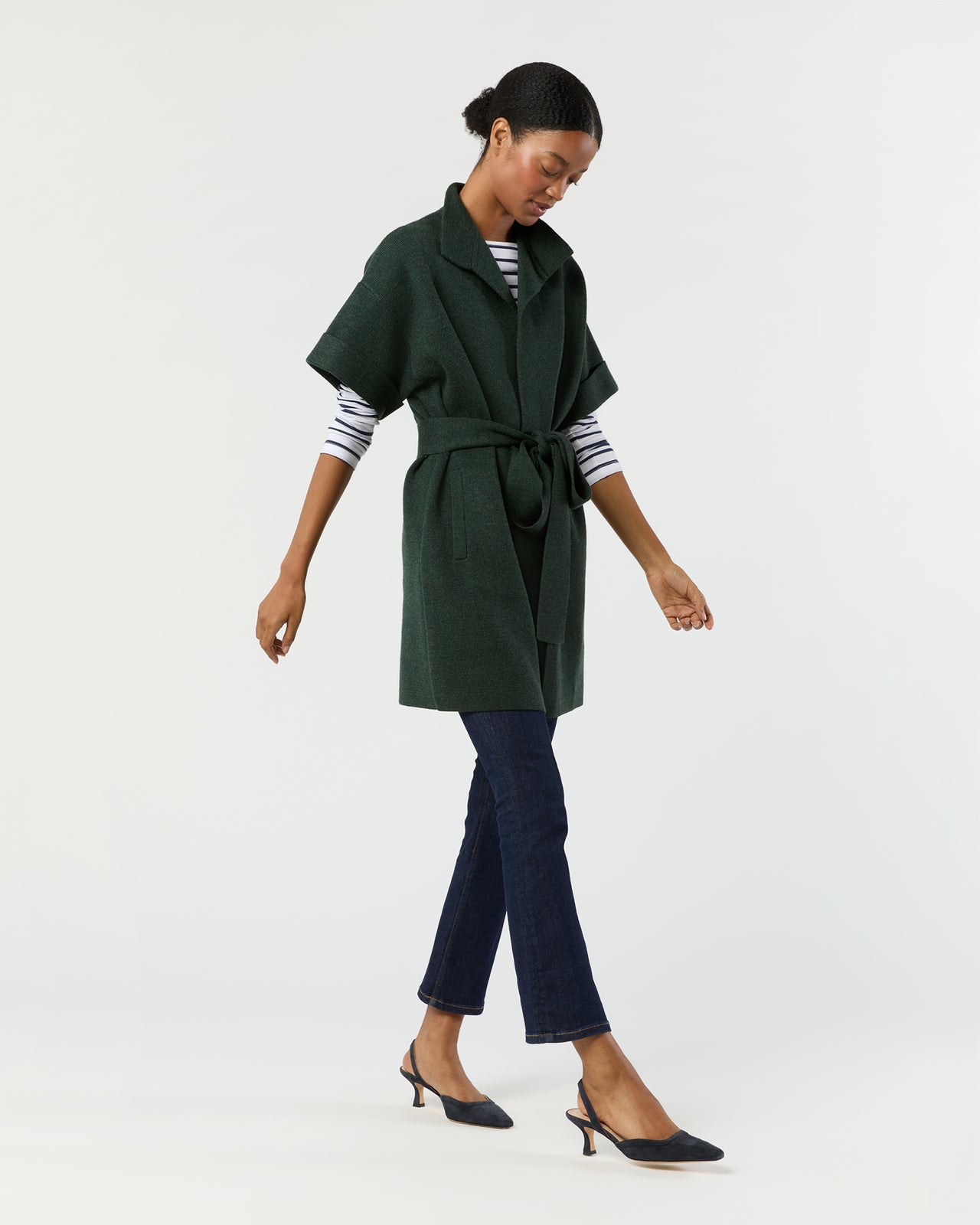Julia Cardigan in Heather Pine Extra Fine Merino Wool
