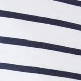 Long-Sleeved Boatneck Tee in White/Navy Stripe Pima Cotton