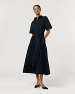 Load image into Gallery viewer, Nathalie Dress in Navy Paperweight Stretch Poplin
