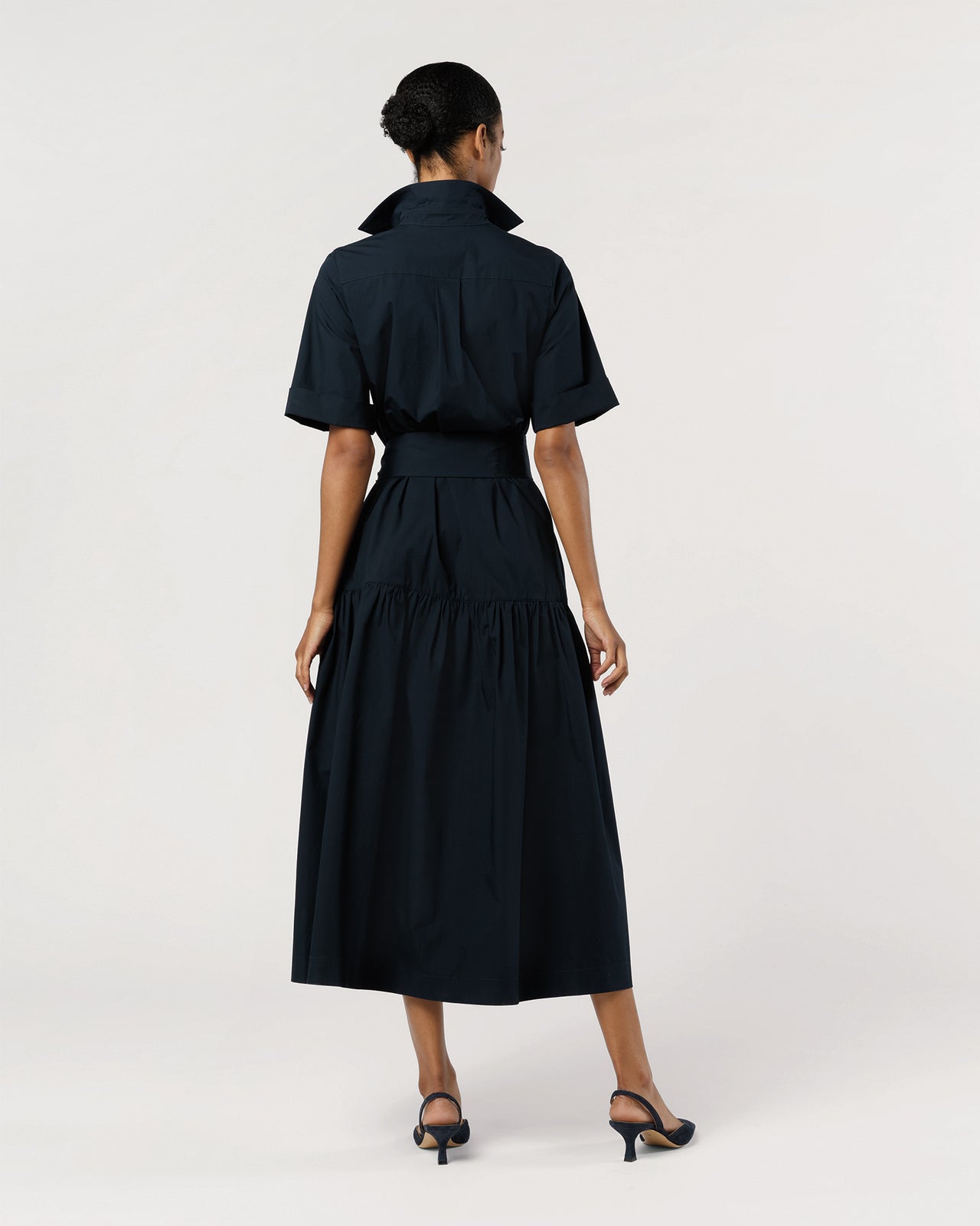 Nathalie Dress in Navy Paperweight Stretch Poplin