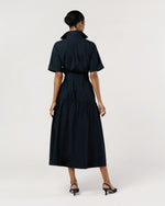 Load image into Gallery viewer, Nathalie Dress in Navy Paperweight Stretch Poplin
