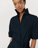Load image into Gallery viewer, Nathalie Dress in Navy Paperweight Stretch Poplin
