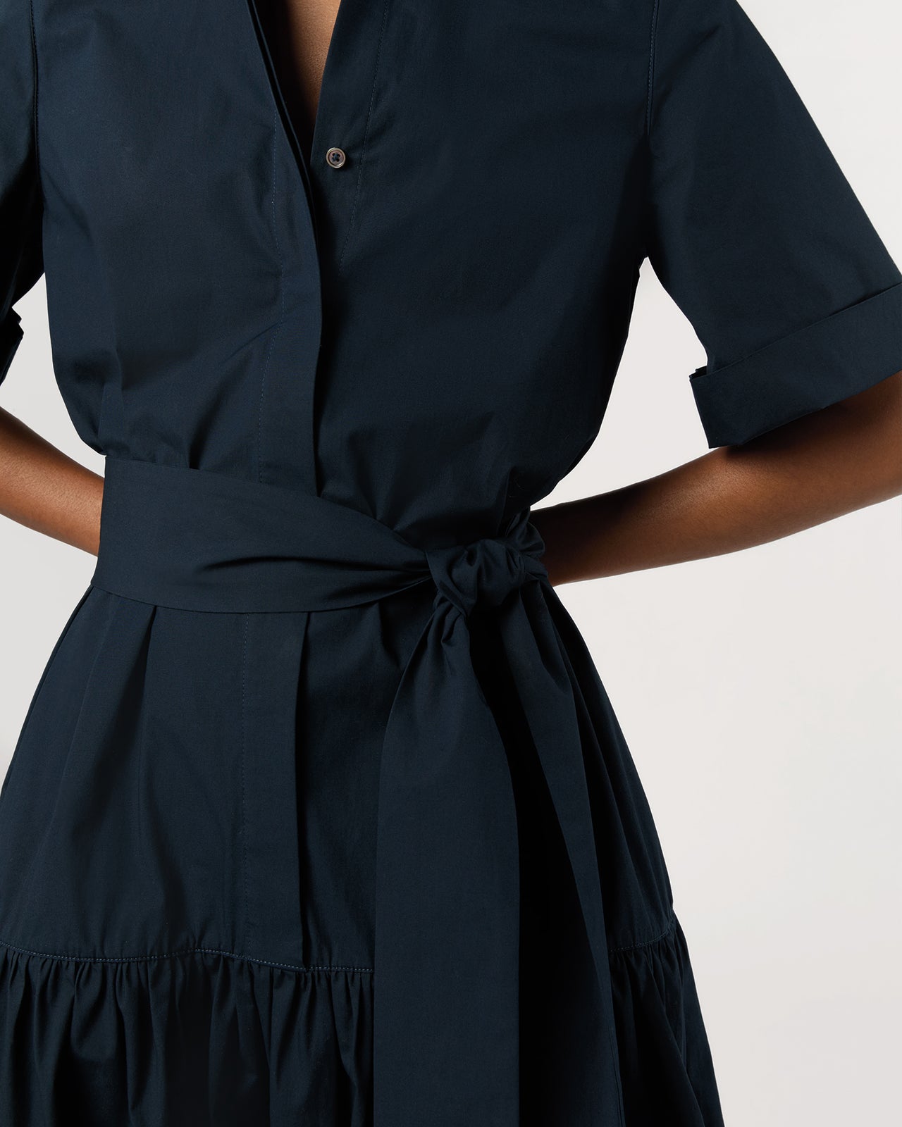 Nathalie Dress in Navy Paperweight Stretch Poplin
