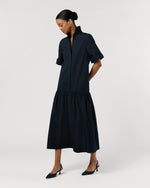 Load image into Gallery viewer, Nathalie Dress in Navy Paperweight Stretch Poplin
