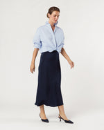 Load image into Gallery viewer, Mare Slip Skirt in Navy Silk Crepe de Chine
