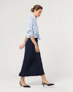 Load image into Gallery viewer, Mare Slip Skirt in Navy Silk Crepe de Chine
