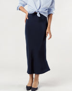 Load image into Gallery viewer, Mare Slip Skirt in Navy Silk Crepe de Chine
