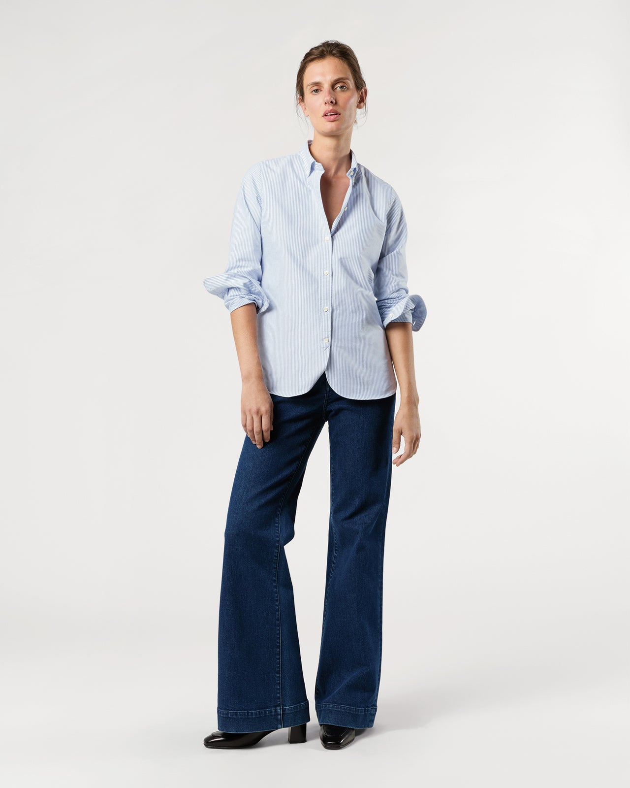 Schoolgirl Shirt in Blue University Stripe Oxford