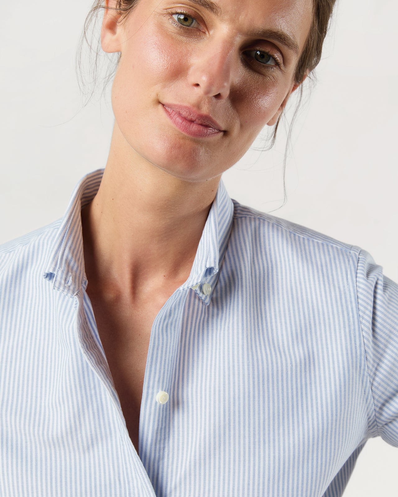 Schoolgirl Shirt in Blue University Stripe Oxford