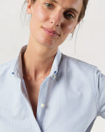 Load image into Gallery viewer, Schoolgirl Shirt in Blue University Stripe Oxford
