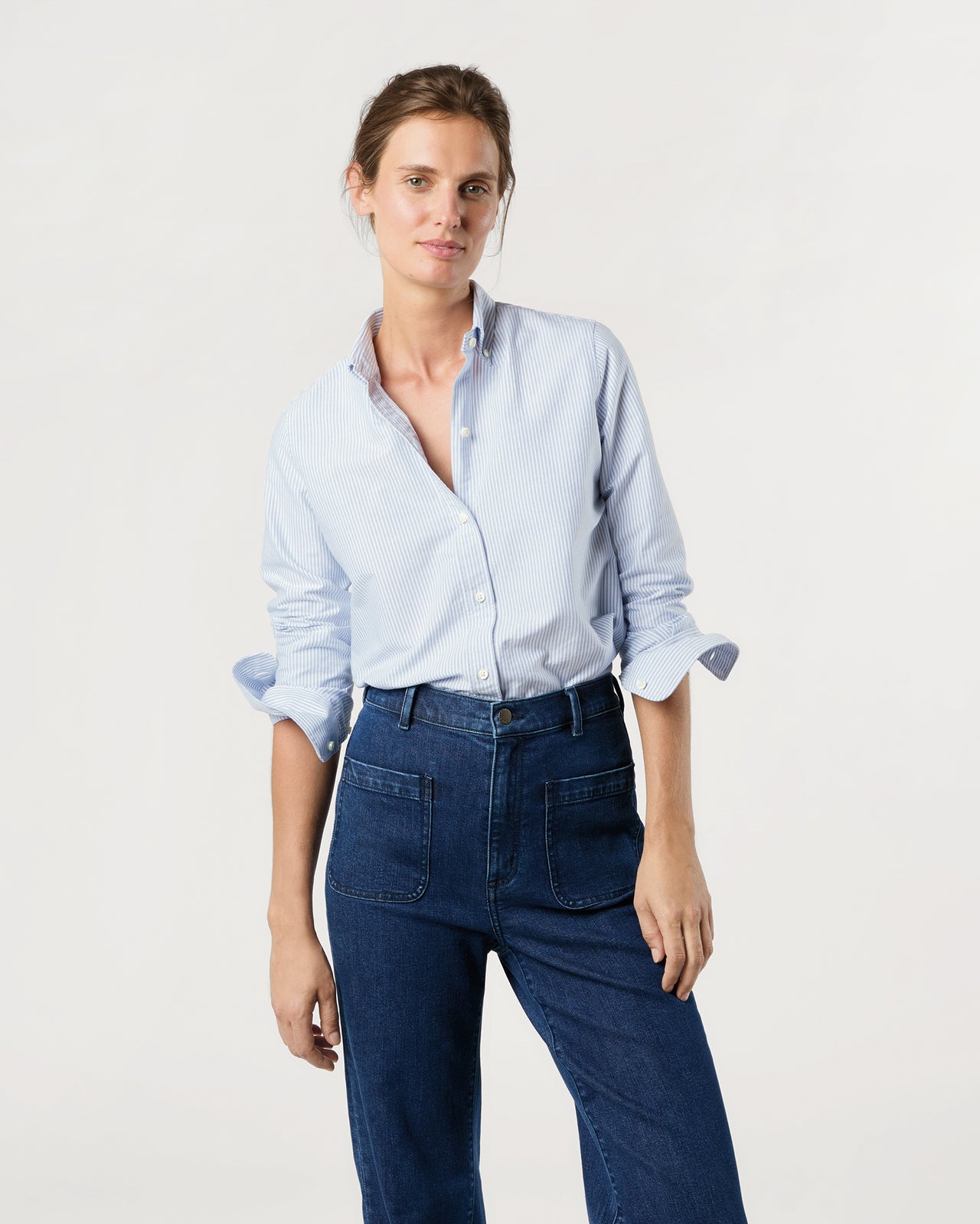 Schoolgirl Shirt in Blue University Stripe Oxford