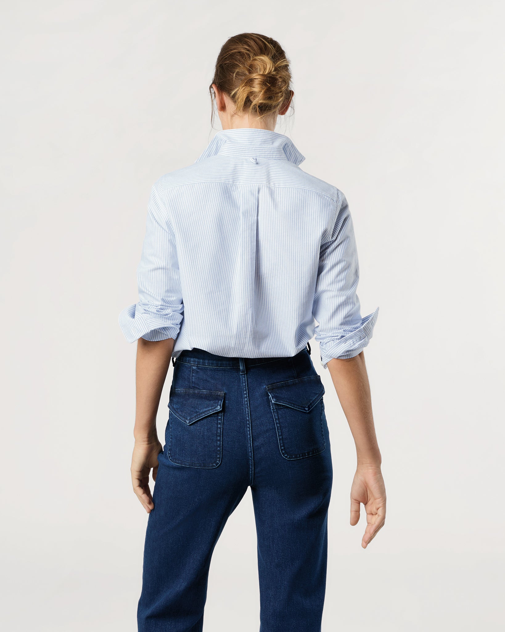 Schoolgirl Shirt in Blue University Stripe Oxford