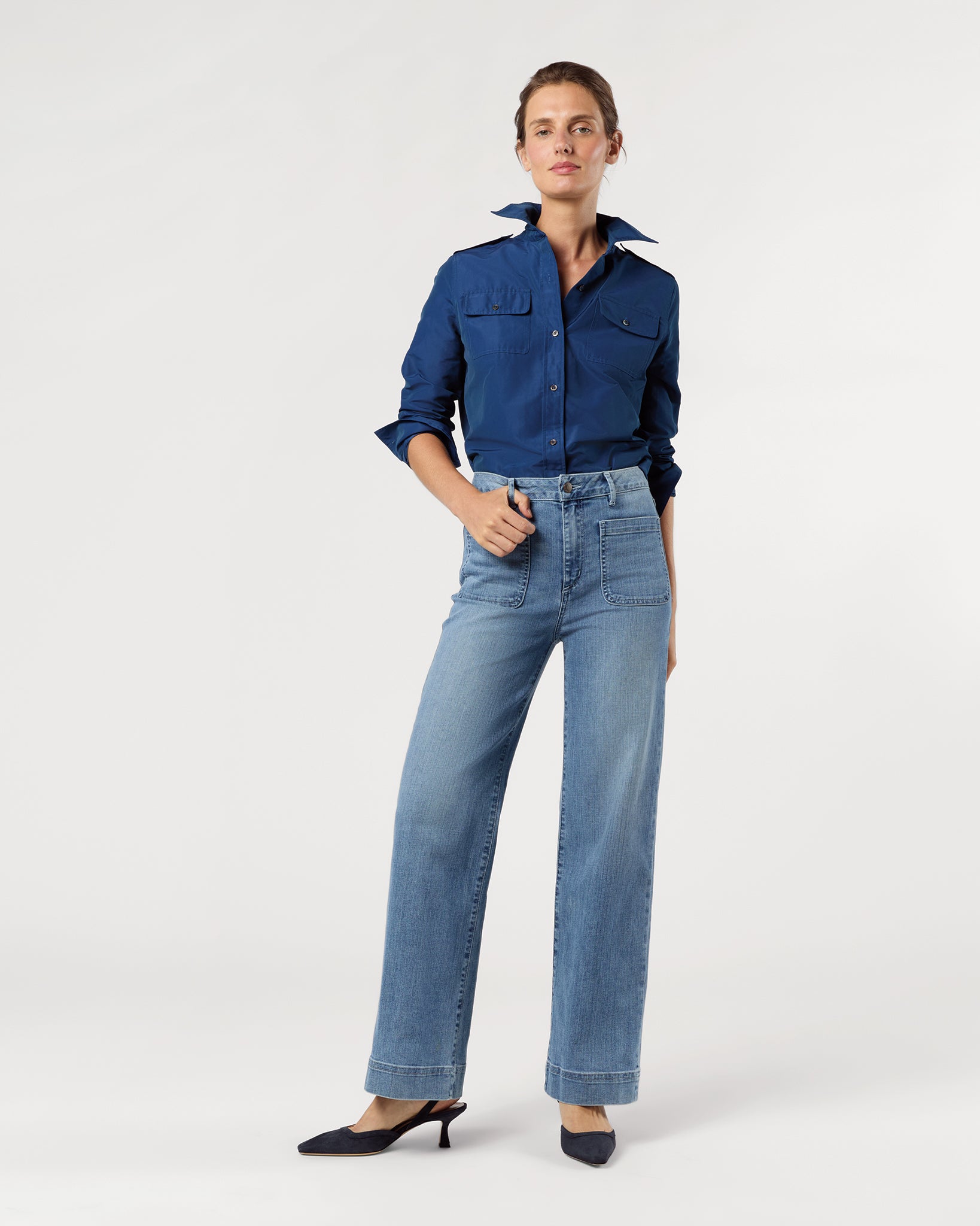 Coco Patch Pocket Jean in 7-Year Indigo Stretch Denim