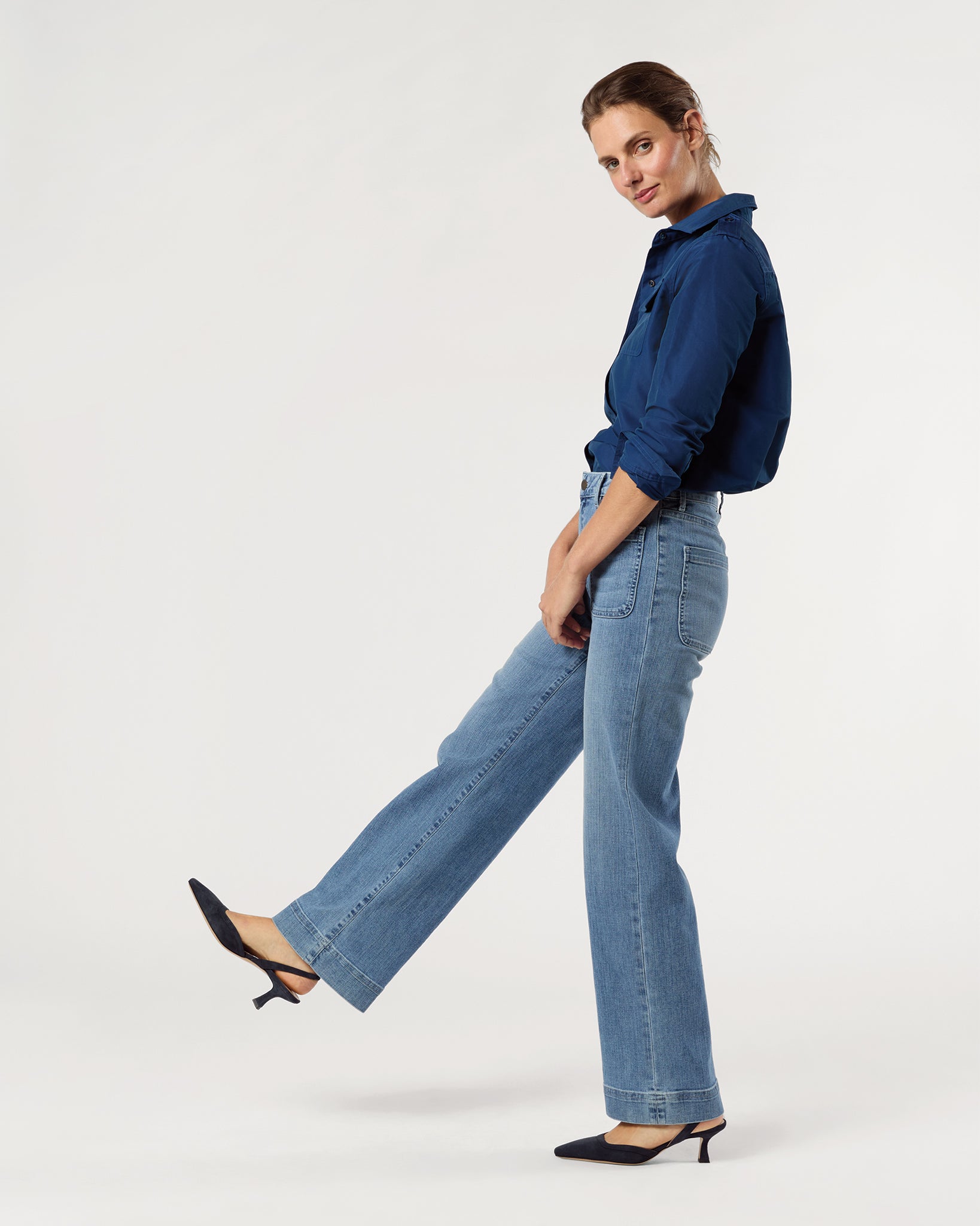 Coco Patch Pocket Jean in 7-Year Indigo Stretch Denim