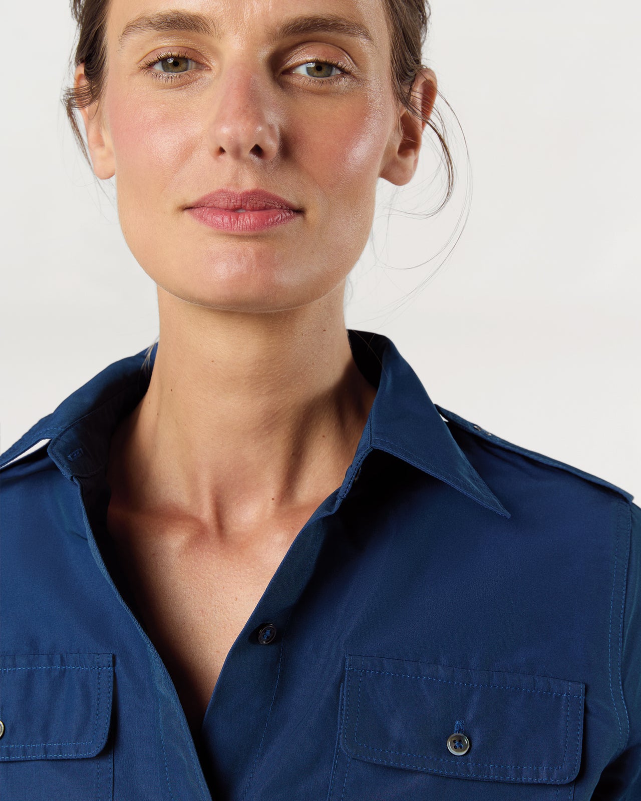 Safari Shirt in Petrol Nylon Faille