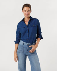 Safari Shirt in Petrol Nylon Faille