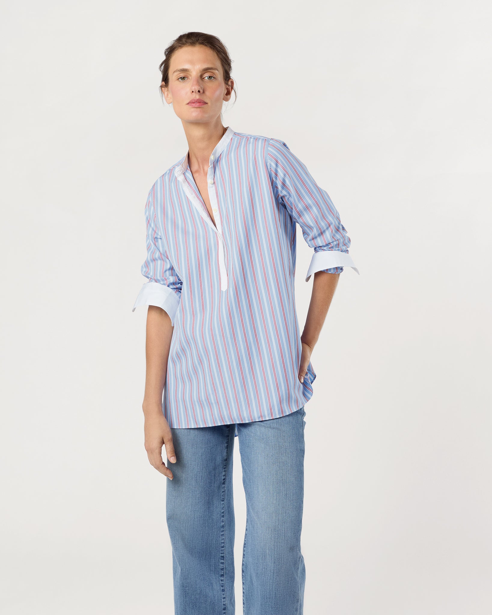 Trapunto Blouson Top in Berry Iridescent Silk Shantung Slit Sleeve Soft Satin Charmeuse Top | Talbots main image 4