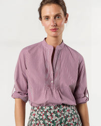 Robin Shirt in Red Micro Gingham Poplin