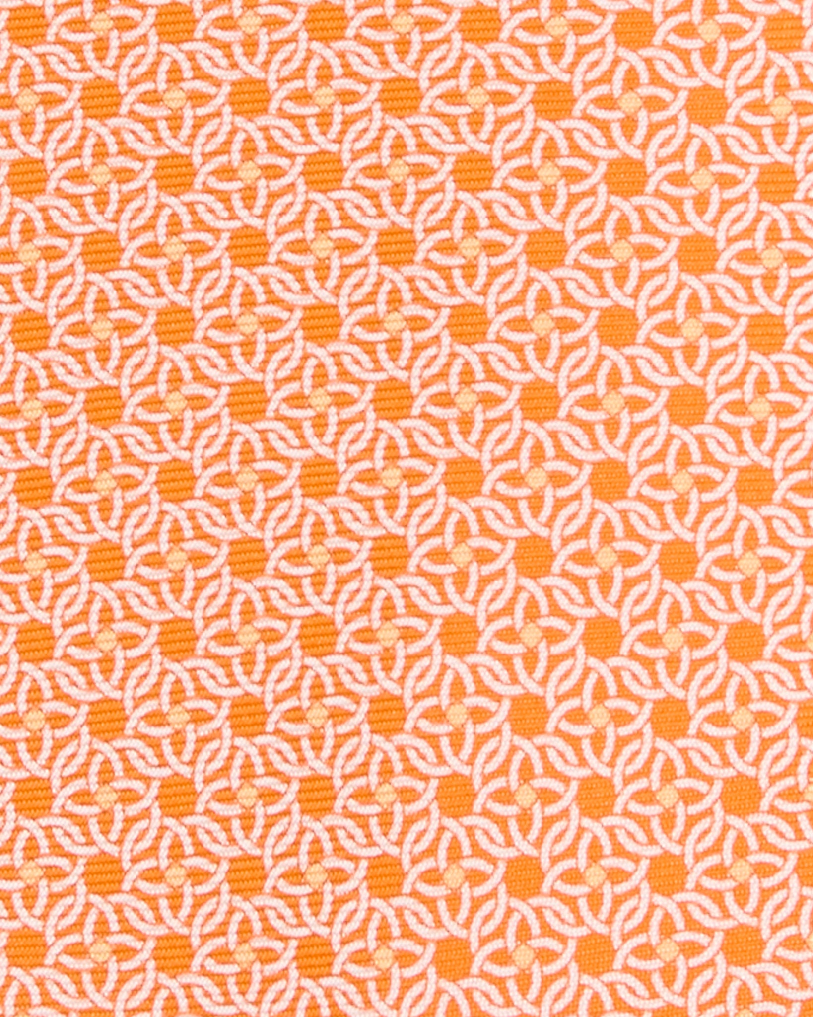 Silk Print Tie in Orange/Bone Rings