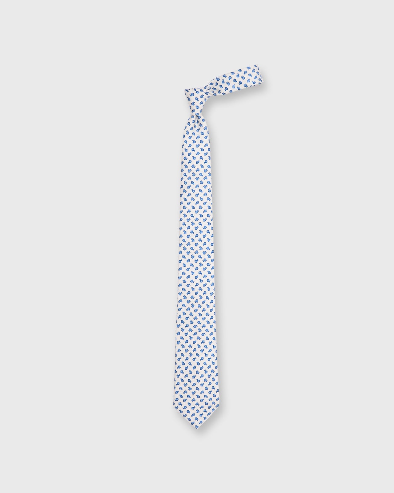 Silk Print Tie in Bone/Navy Floral