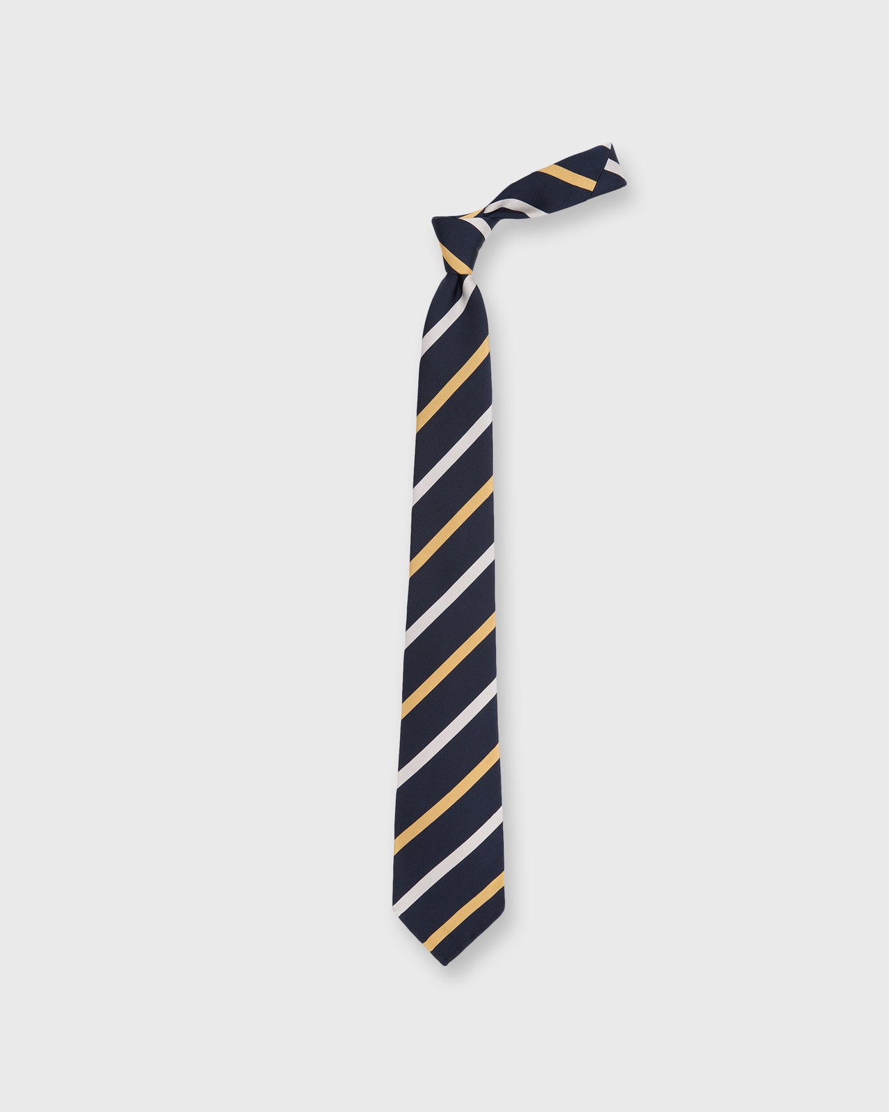 Silk/Cotton Mogador Tie in Navy/Bone/Yellow Stripe