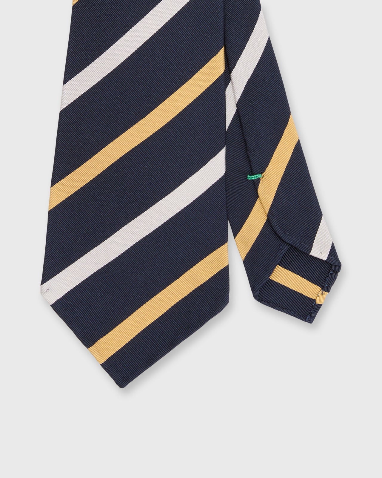 Silk/Cotton Mogador Tie in Navy/Bone/Yellow Stripe