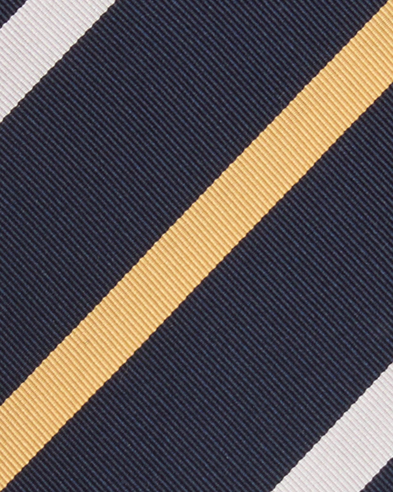 Silk/Cotton Mogador Tie in Navy/Bone/Yellow Stripe