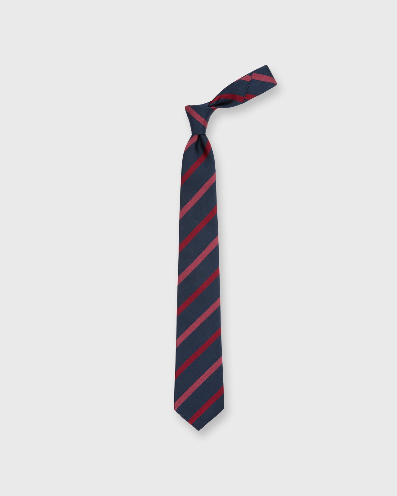 Silk/Cotton Mogador Tie in Navy/Red/Pink Stripe