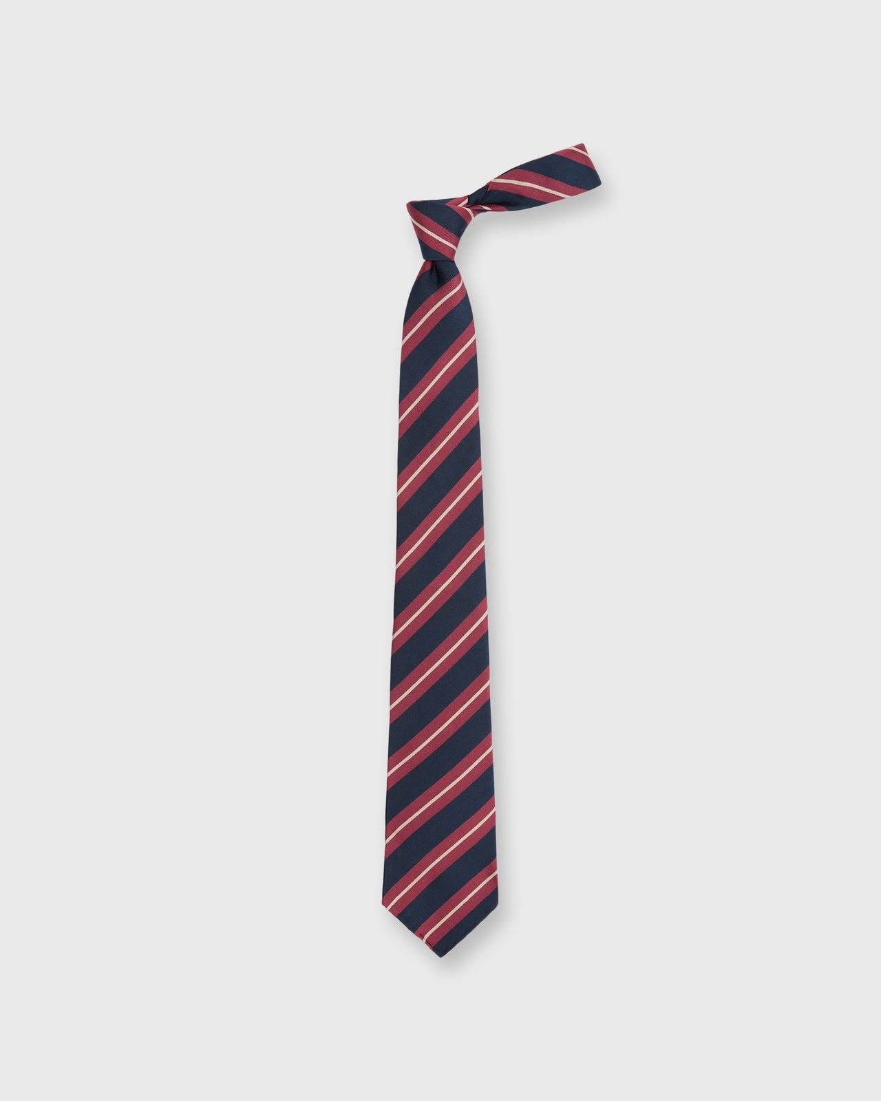 Silk/Cotton Mogador Tie in Navy/Pink/Butter Stripe