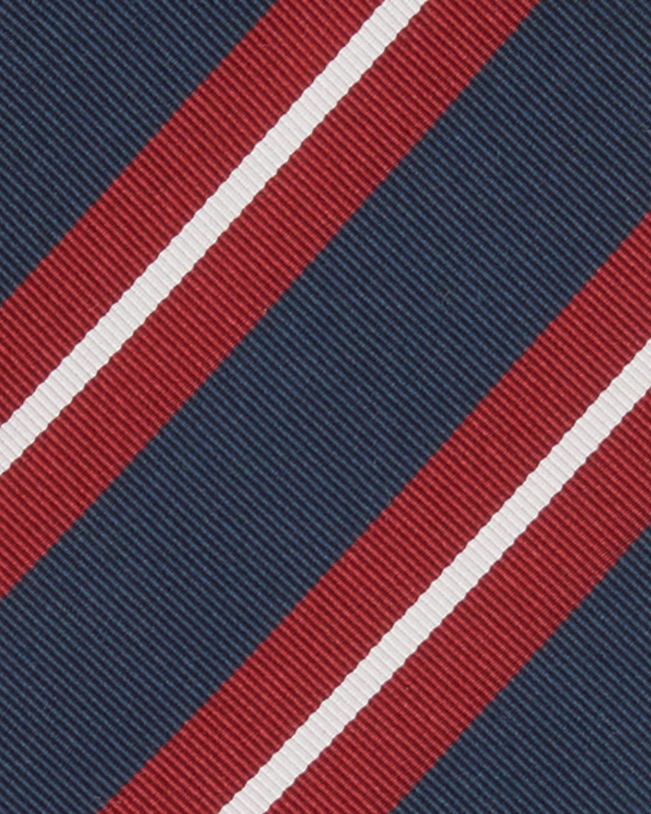 Silk/Cotton Mogador Tie in Navy/Red/Bone Stripe
